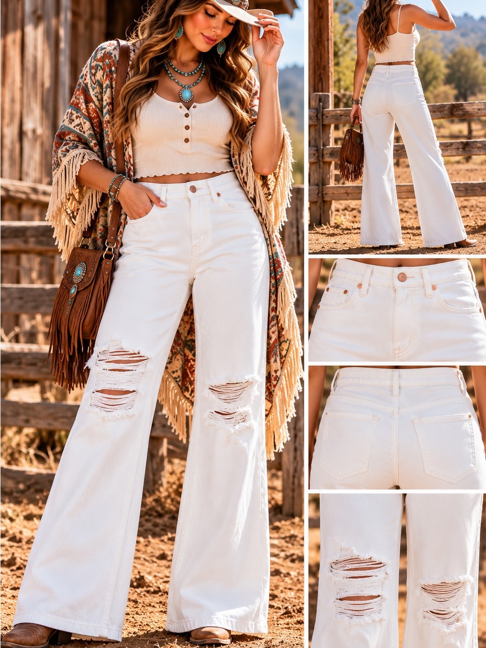 Ariat Ultra High Rise Tomboy Wide Leg White Jeans NWT | 30R| MSRP $79.95